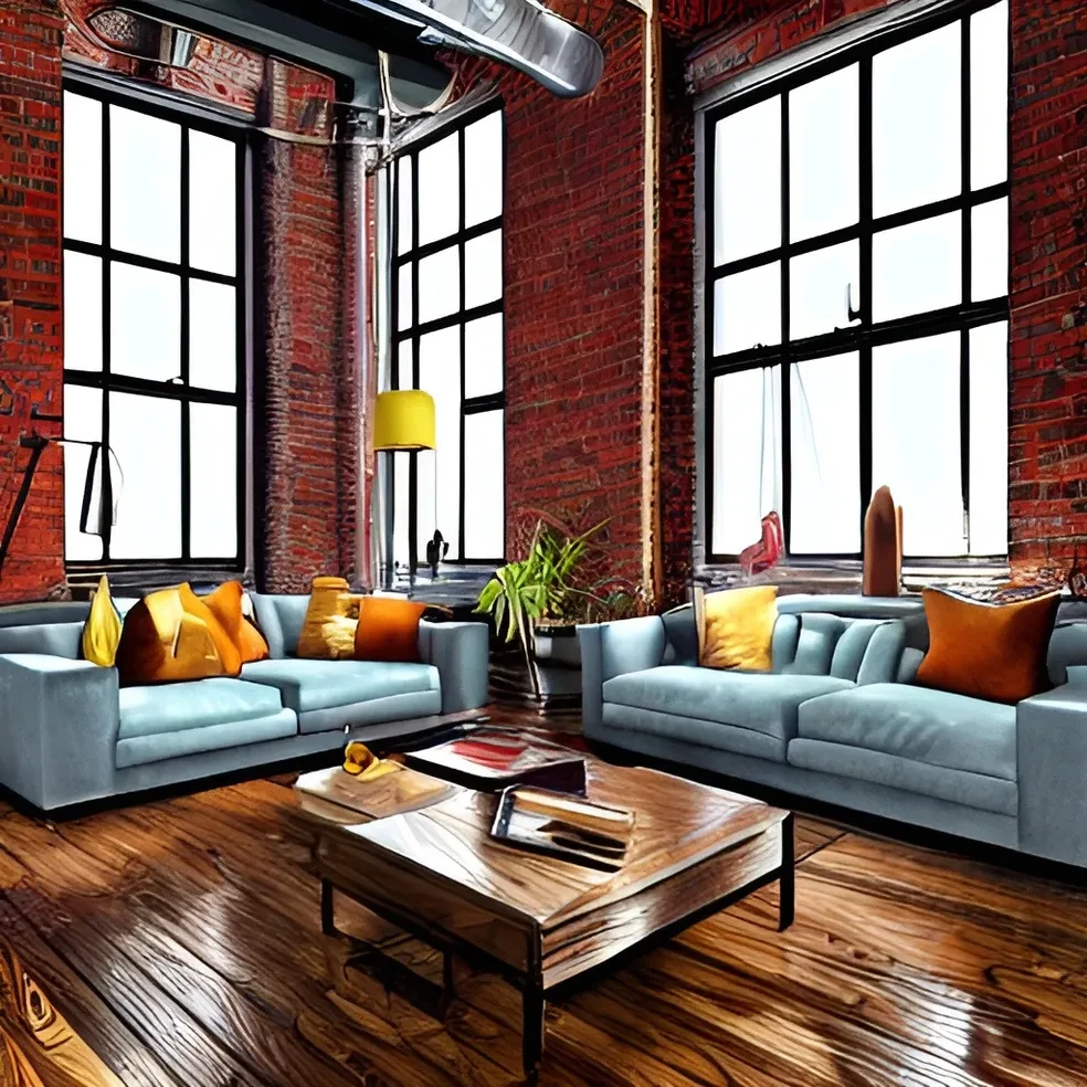 Loft industrial con ladrillo y ventanales